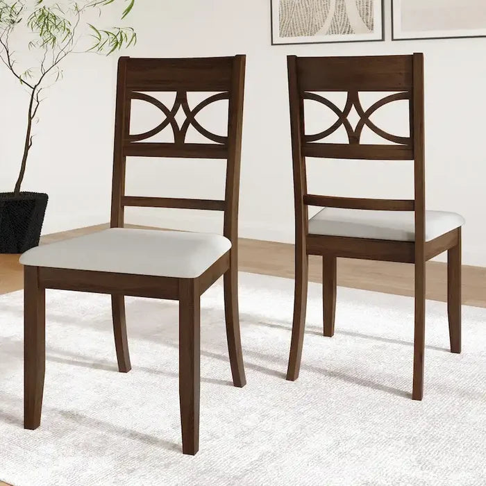 Mid-Century Modern Wooden Dining Chairs Set of 2