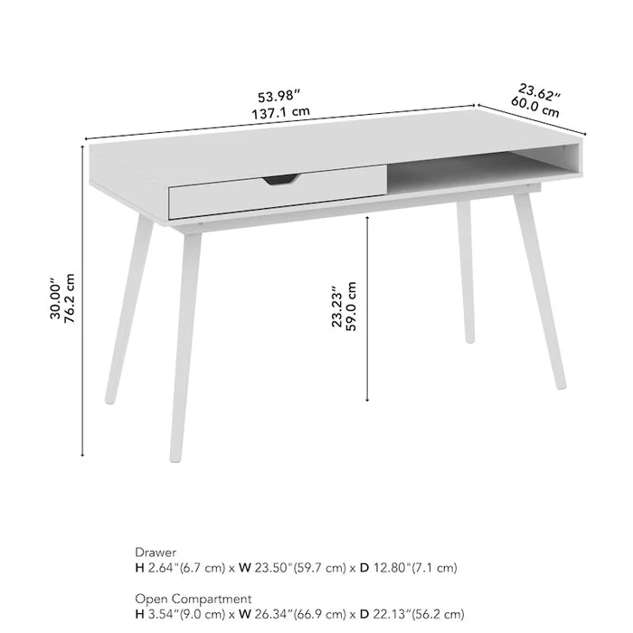 Minimalist Style 54-Inch Writing/Computer Desk with Storage and Drawers
