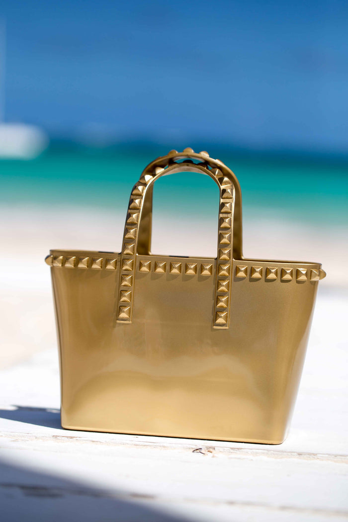 vegan micro mini jelly totes for your little ones in color gold