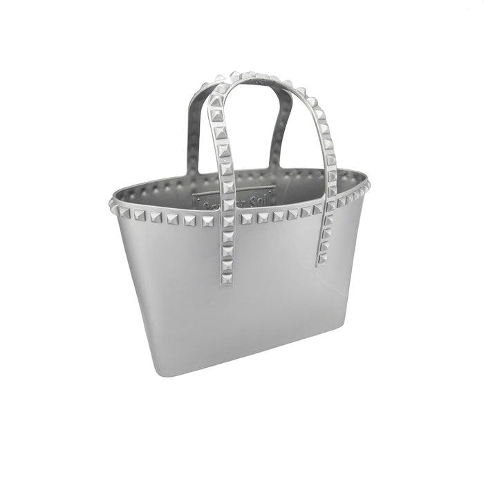 Hand painted silver micro mini jelly totes for beach vacation