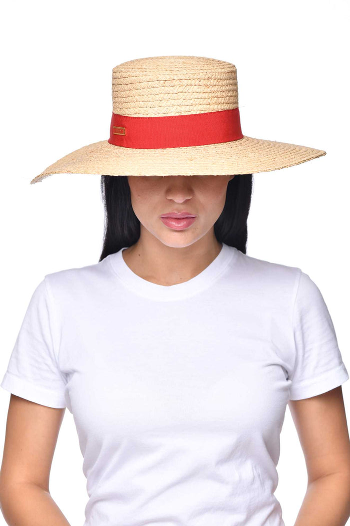 Handcrafted Mirtha sun protection hat in color red