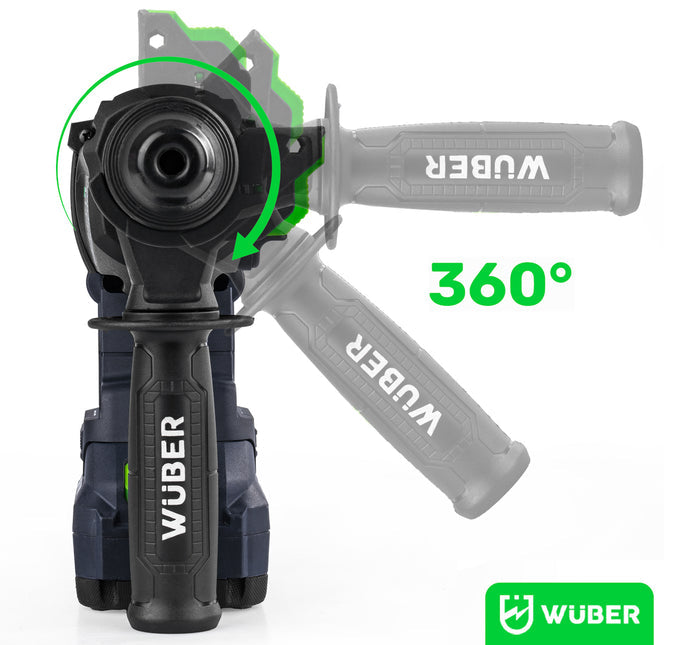 Akumulatorowa młotowiertarka WUBER 1000 W z obrotową rączką 360°