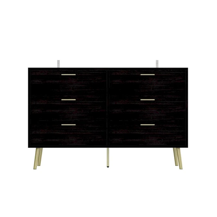 Modern Double 6-Drawer Dresser Chest of Drawers Cabinet