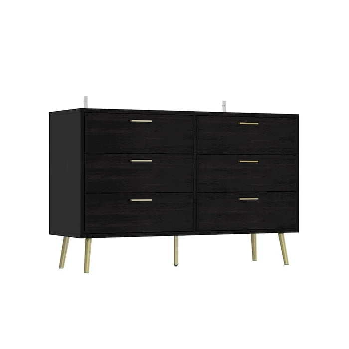 Modern Double 6-Drawer Dresser Chest of Drawers Cabinet