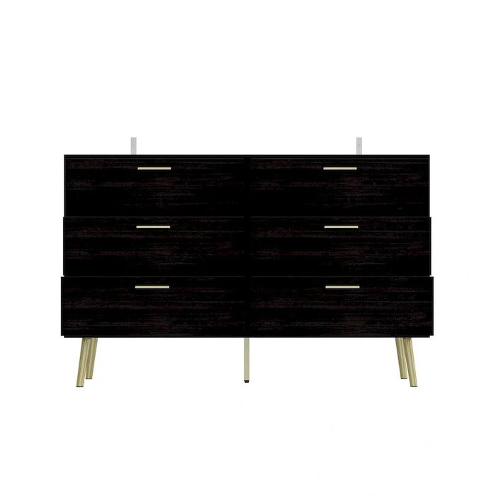 Modern Double 6-Drawer Dresser Chest of Drawers Cabinet
