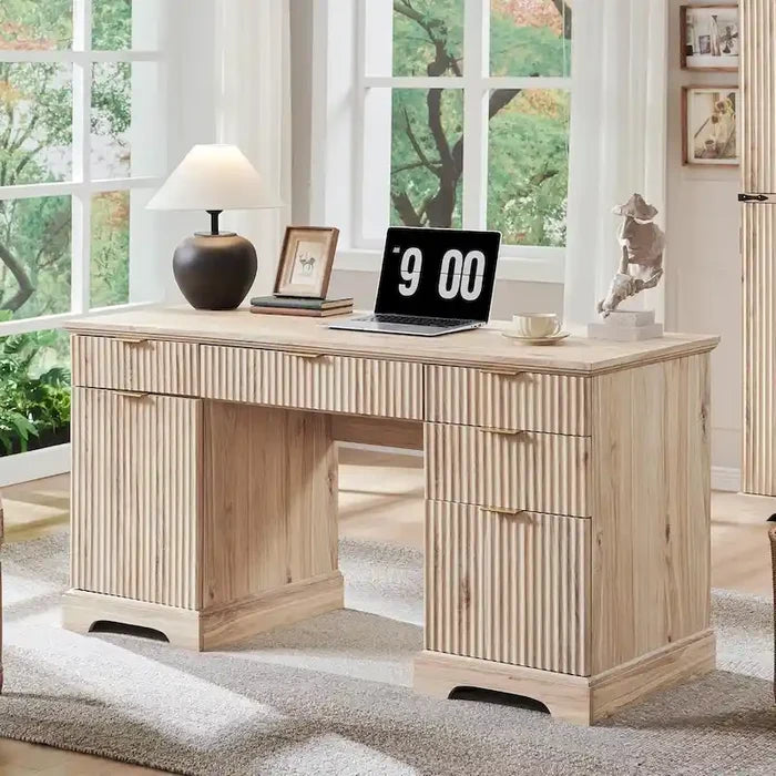 Modern Executive Desk with Storage Wood Home Office Desk