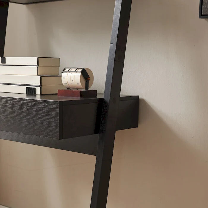 Modern Home Office Desk with Ladder Bookcase and Functional Storage