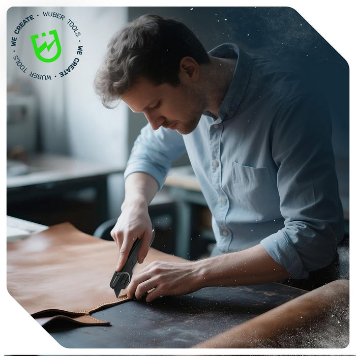 Nóż tapicerski 19 mm aluminiowy +4 ostrza WUBER