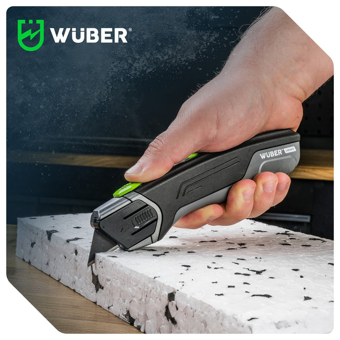 Nóż tapicerski 19 mm aluminiowy +4 ostrza WUBER