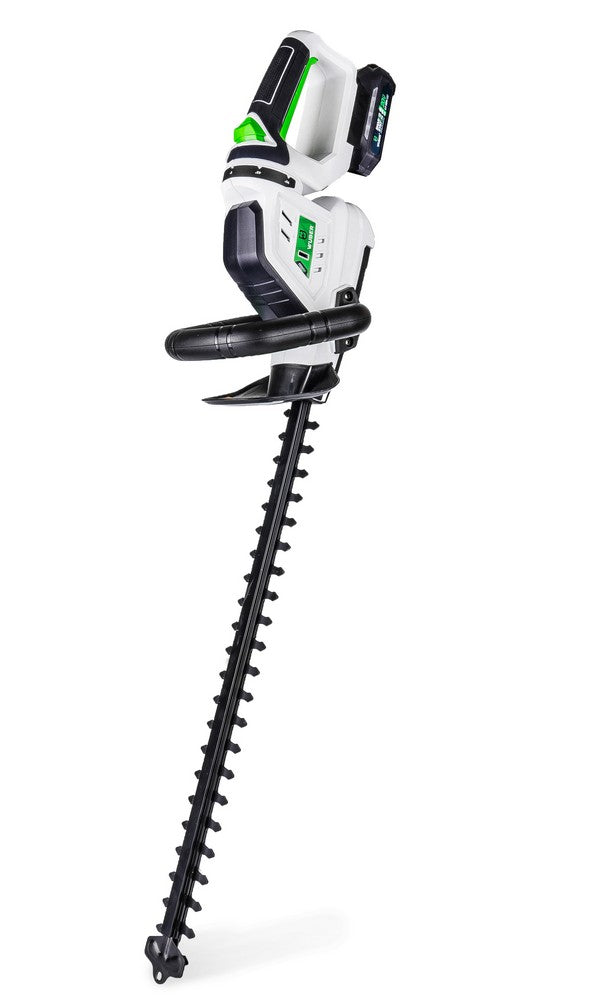 Akumulatorowe nożyce do żywopłotu WUBER 50 cm z ergonomiczną rączką i wydajnym akumulatorem