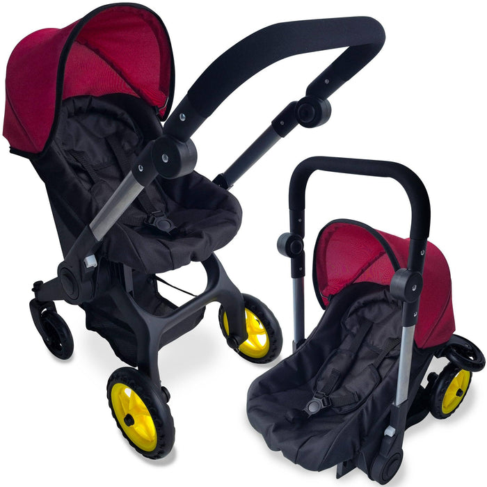 NYDC 2-in-1 Convertible Doll Car Seat & Stroller Combo - Maroon — Little Mamas Nursery