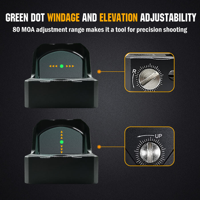 ohhunt® 2 MOA Shake Awake Green Dot Sight Compatible with Picatinny Mount or RMR Footprint