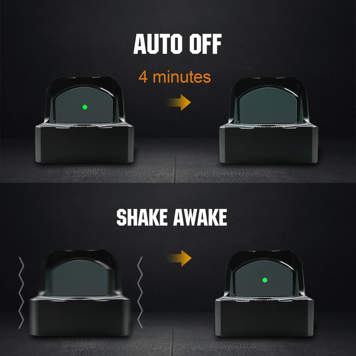 ohhunt® 2 MOA Shake Awake Green Dot Sight Compatible with Picatinny Mount or RMR Footprint