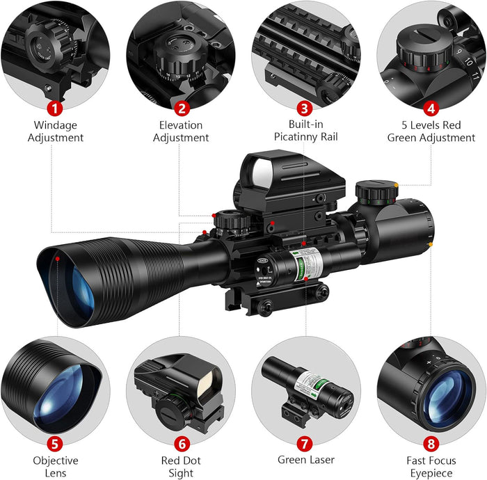 ohhunt® 4-12X50 Rifle Scope Red Dot Combo - Green