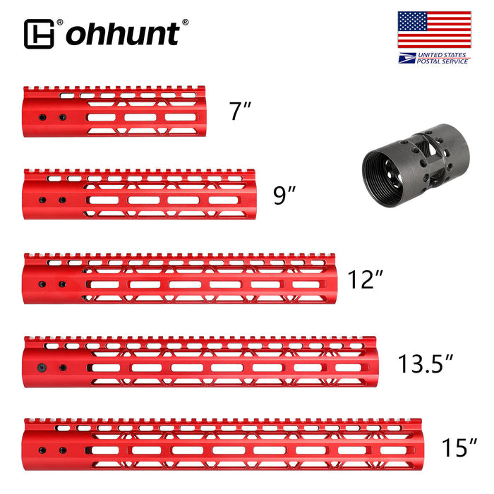 AR-15 M-lok Free Float Handguard in Red