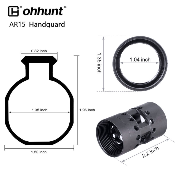 ohhunt® AR-15 M-lok Free Float Handguard 7" 9" 12" 13.5" 15" - Red