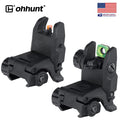 ohhunt® AR Fiber Optic Flip Up Sights Polymer Folding Front and Rear Back up Sights for Picatinny Rails