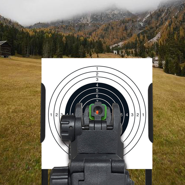 ohhunt® AR Fiber Optic Flip Up Sights Polymer Folding Front and Rear Back up Sights for Picatinny Rails