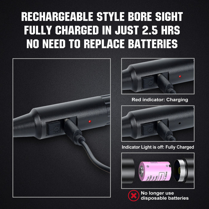 ohhunt® Rechargeable Style Bore Sight Kit, Compatible with 0.159 to .998 Calibers with 32 Adapters