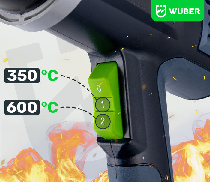 Dwa biegi pracy opalarką 2000 W - 350 °C i 600 °C