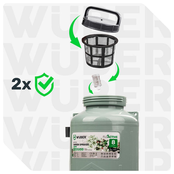 Podwójny filtr w opryskiwaczu W24005 8 litrów