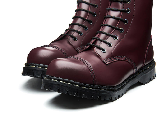 Oxblood Hi-Shine 10 Eye Steel Toe Capped Derby Boot