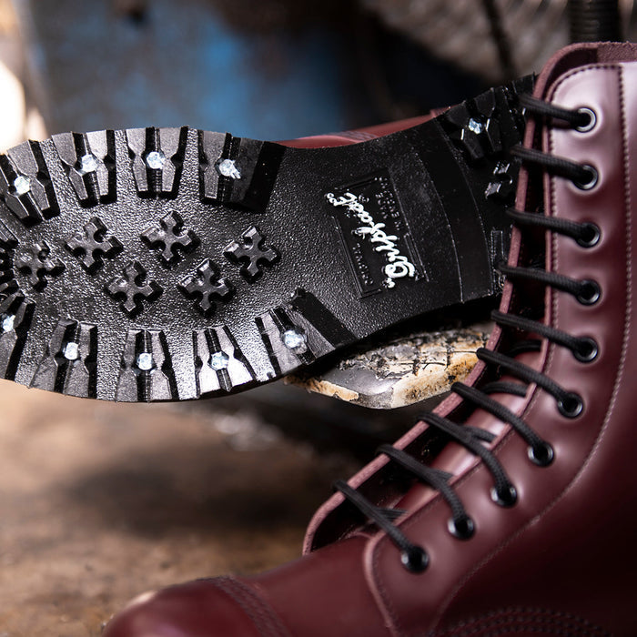 Oxblood Hi-Shine 10 Eye Steel Toe Capped Derby Boot