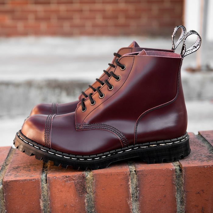 Oxblood Hi-Shine 6 Eye Steel Toe Capped Derby Boot
