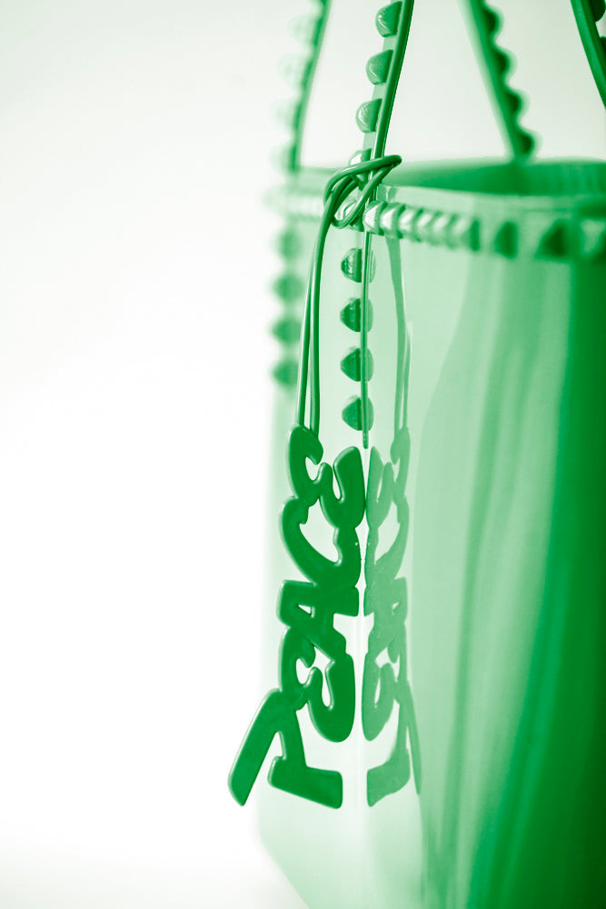 Peace jelly bag charms in color green on sale from Carmen Sol