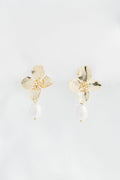 Pearl Gold Floral Earrings