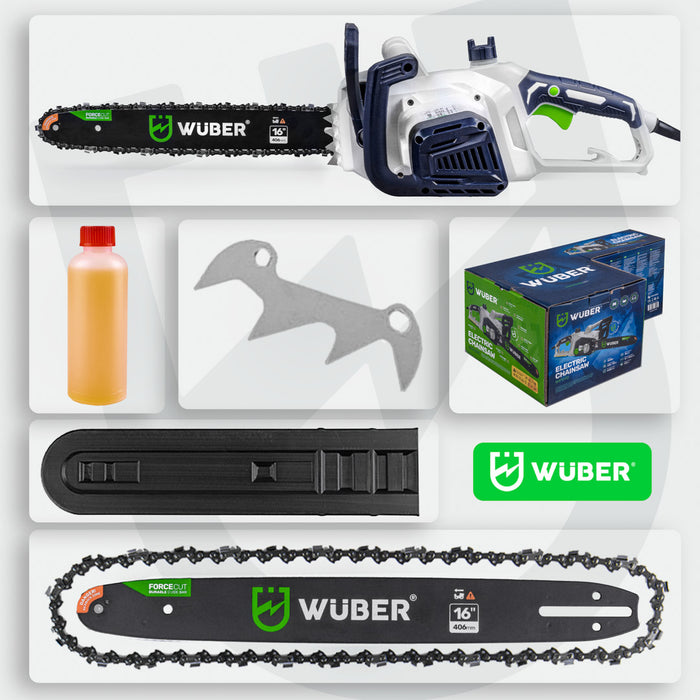 Elektryczna piła łańcuchowa Sklep narzędziowy WUBER czarna prowadnica 406 mm