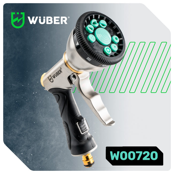 Pistolet ogrodowy metalowy do węża ogrodowego 9 trybów WUBER