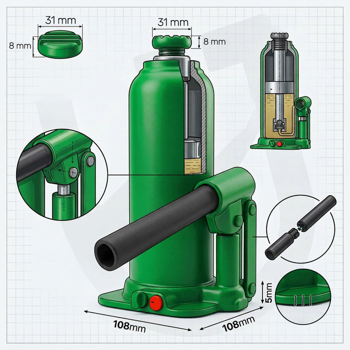 Podnośnik słupkowy hydrauliczny 8 t 230-460 mm WUBER