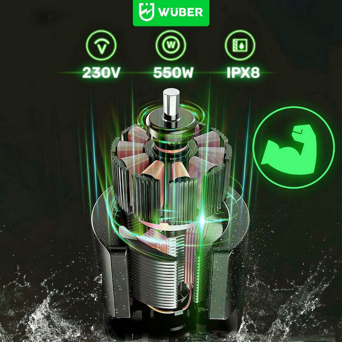 Zielony silnik elektryczny Sklep narzędziowy WUBER, stalowy, IPX8, z wodą 230V 550W