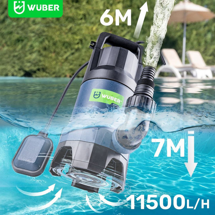 Niebiesko czarna Sklep narzędziowy WUBER pompa basenowa wodna 1500 l/h do 7 m i 6 m