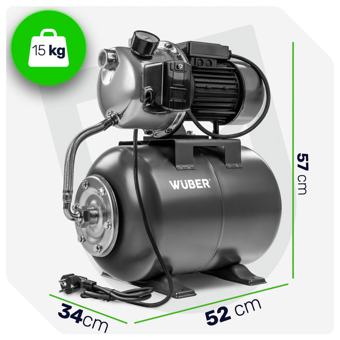 Pompa hydroforowa do wody 750 W 50 l hydrofor jednostopniowa WUBER