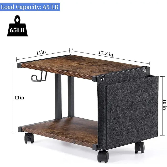 Printer Stand with Storage Shelf and Side Organizer