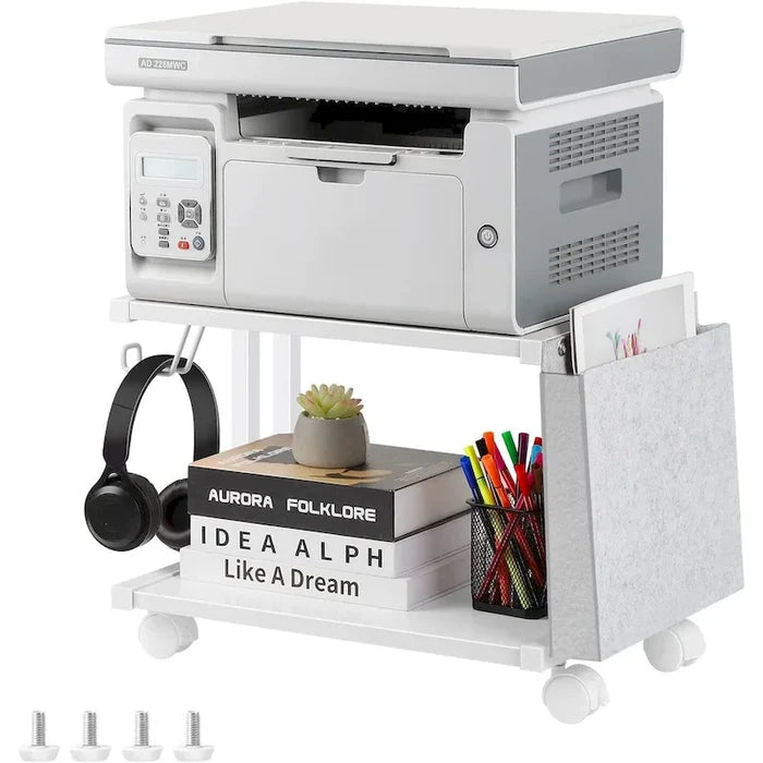 Printer Stand with Storage Shelf and Side Organizer