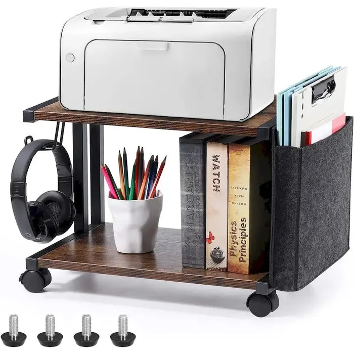 Printer Stand with Storage Shelf and Side Organizer