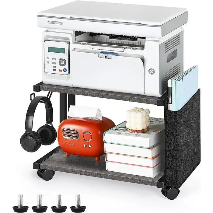 Printer Stand with Storage Shelf and Side Organizer