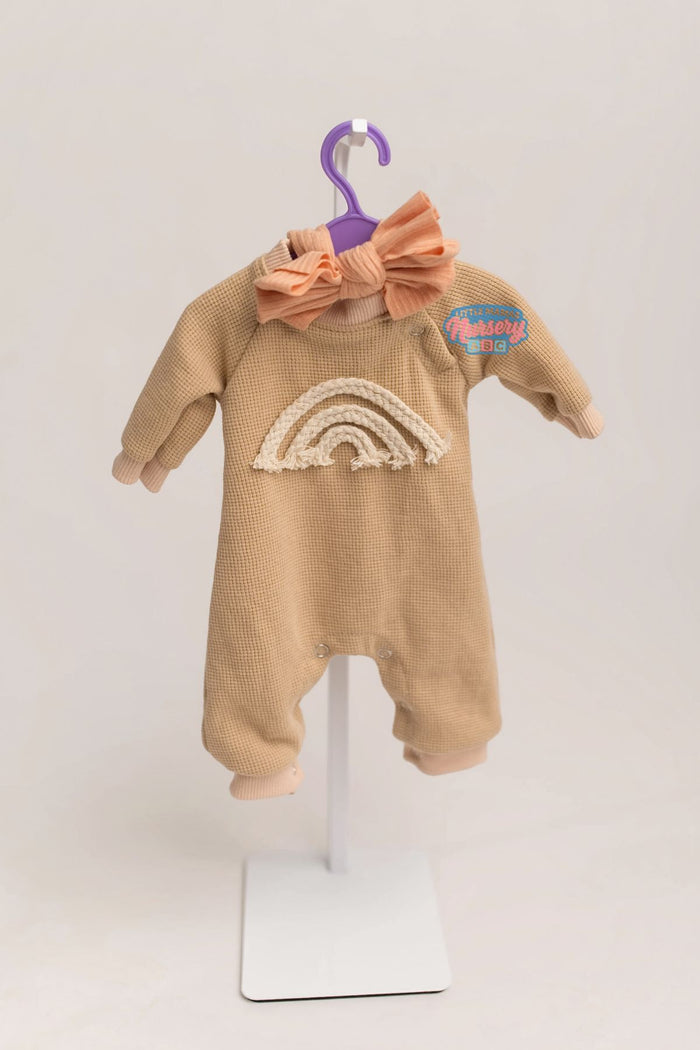 Rainbow Waffle Onesie & Mauve Bow Set — Little Mamas Nursery