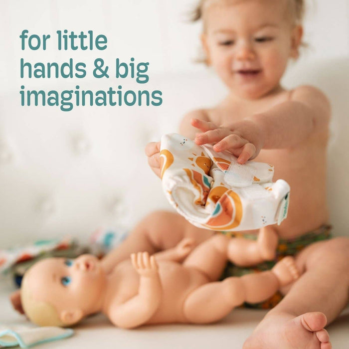 Reusable Doll Diaper Set with Mini Baby Wipes (front view) — Little Mamas Nursery