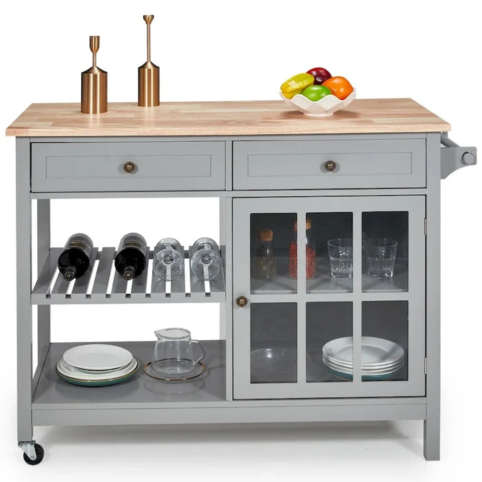 Rolling Kitchen Island with Storage Drawers Casters Cabinet Cart