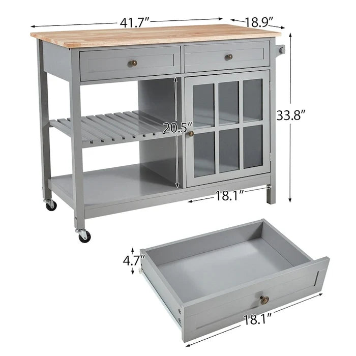Rolling Kitchen Island with Storage Drawers Casters Cabinet Cart