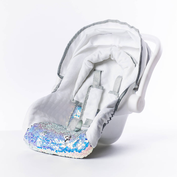 Roma Dolls Car Seat - Mermaid Collection (close-up) — Little Mamas Nursery