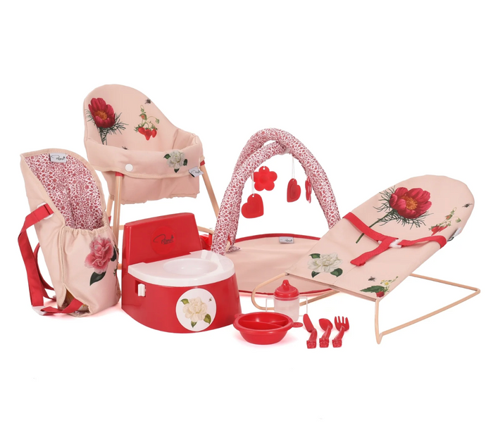 Roma Flora Bundle – 10-Piece Nursery Playset, High Chair & Car Seat (close-up) — Little Mamas Nursery
