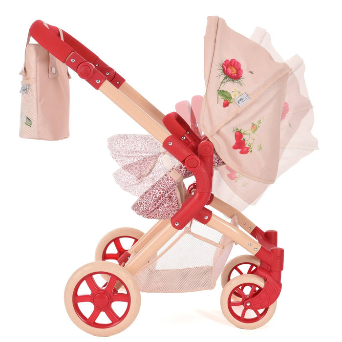 Roma RHS Single Doll Pram - Flora Collection (front view) — Little Mamas Nursery
