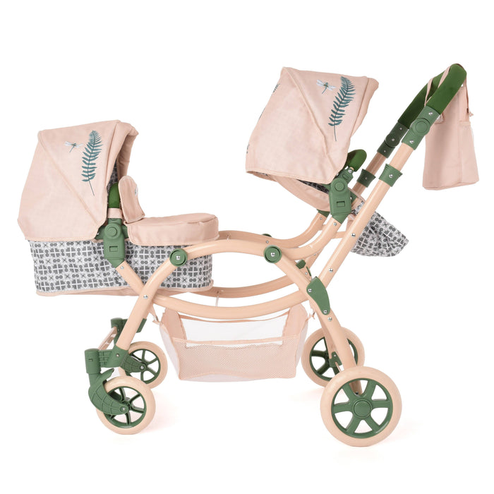 Roma RHS Twin Dolls Pram - Fern Collection (front view) — Little Mamas Nursery