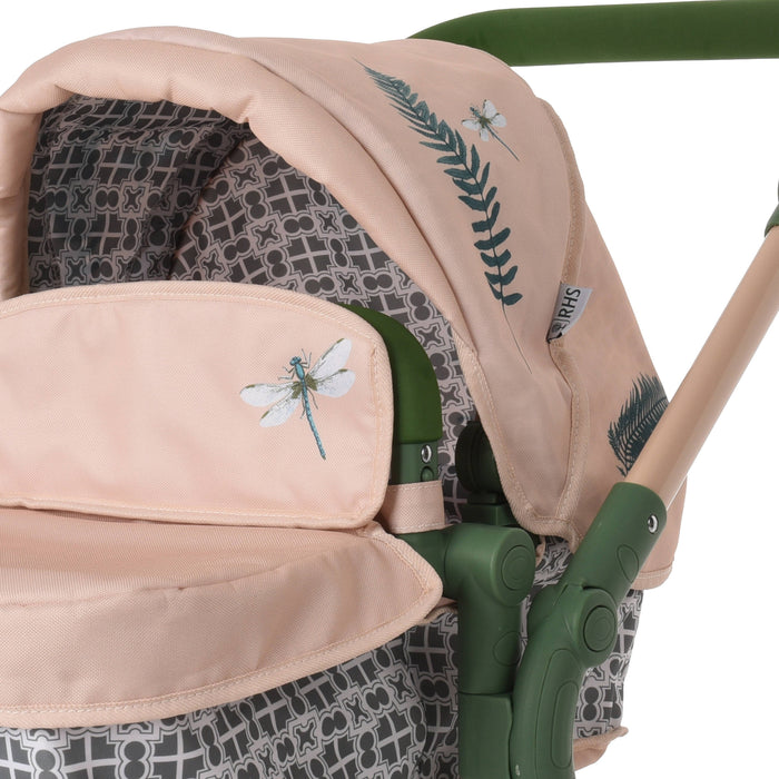 Roma RHS Twin Dolls Pram - Fern Collection (alternate angle) — Little Mamas Nursery