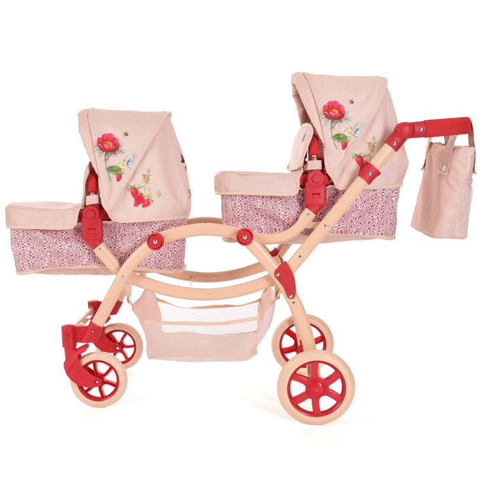 Roma RHS Twin Dolls Pram - Flora Collection (front view) — Little Mamas Nursery